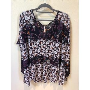 Free People Isabelle Tunic Blue Floral